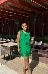 Aso Oke Shift Dress (Green)